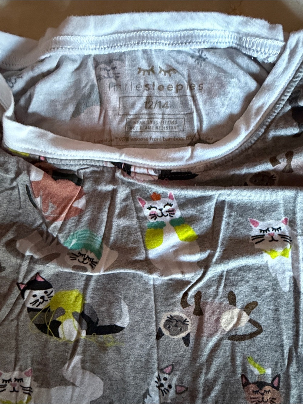 Little Sleepies Gray Cat Print Pajamas (top and bottom)  12/14